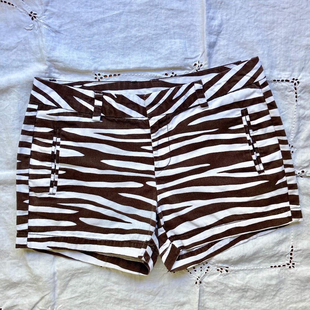 Brown & White Zebra Stripe JCP Cotton Shorts 2